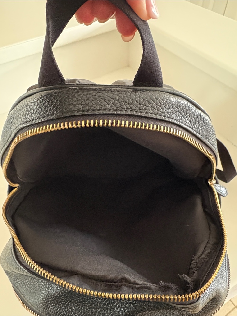 Coach Black Pebbled Leather Backpack with Gold Hardware - Picture 5 of 7